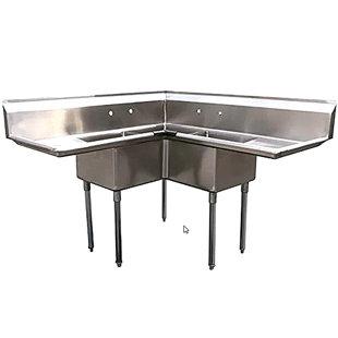 56'' L x 56'' W Silver Freestanding Service Sink