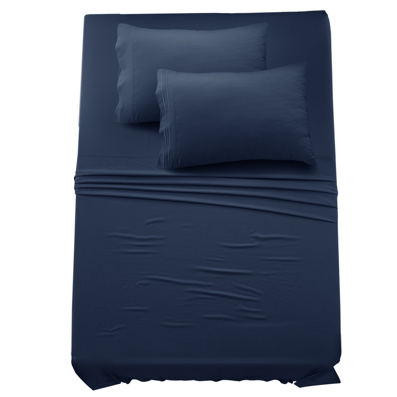 Ensemble de draps en microfibre 6 pièces Lux Decor, Ensemble de draps pour lit simple TG + 1 drap-hous, Bleu marine
