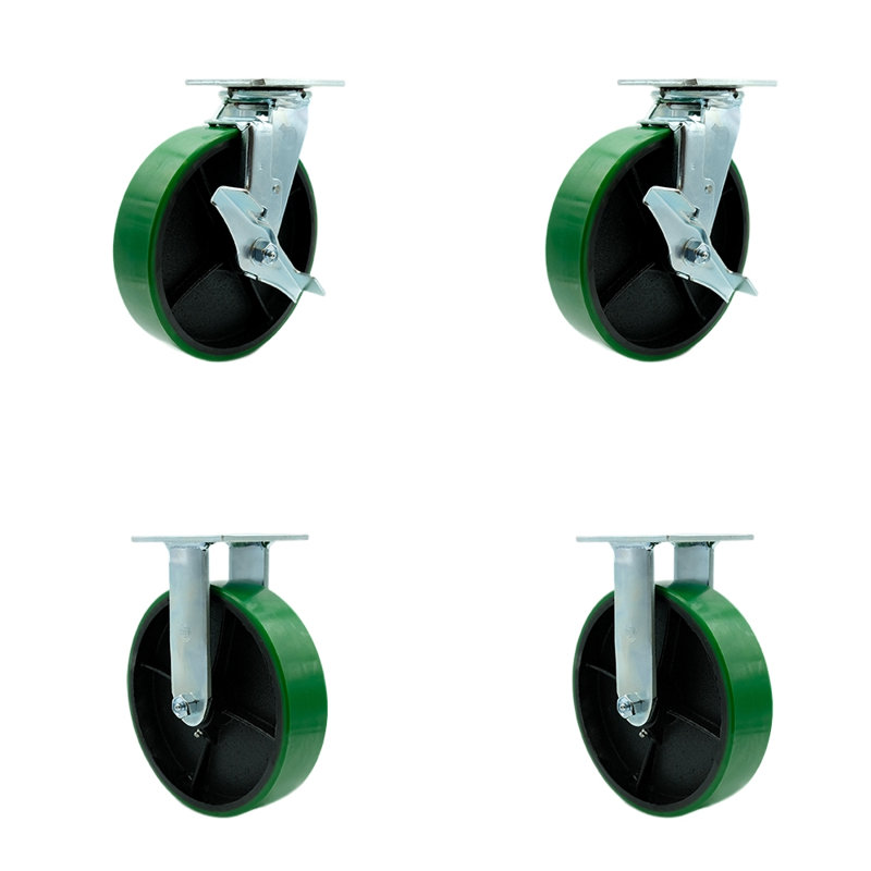 Poly on Cast Iron Caster, Green