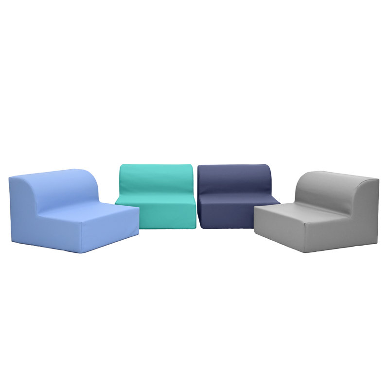 Chaises à assise souple - 4 pièces, Bleu / bleu marine / bleu sarcelle / gris