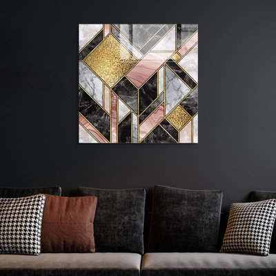 Élégante peinture décorative en verre trempé 23,6 po x 23,6 po | 100% verre trempé, épaisseur: 0,16 pouce | Parfait pour la décoration intérieure, le salon et le bureau | Pièce d'art moderne, durable et élégante