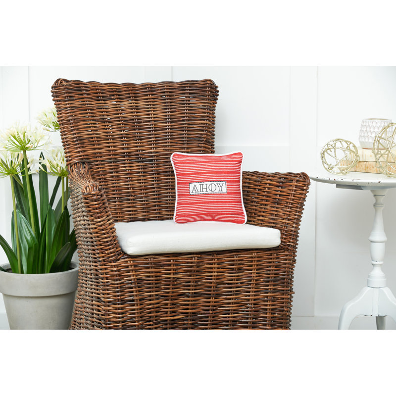 Ahoy Stripe Printed and Applique Square Summer Throw Pillow