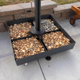 1100 Lbs High Capacity Heavy-duty Cantilever Offset Patio Umbrella Base With 4 Lockable Wheels Steel Weighted Base