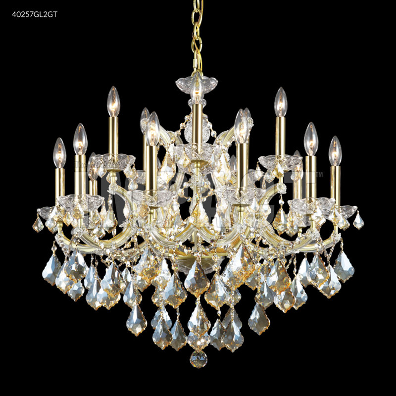 Maria Theresa 16 - Light Chandelier, Golden Teak, Swarovski Strass, Gold Lustre