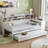 Wooden Twin Size Daybed with Storage Shelves, Multi-functional Bed with Twin Size Trundle Bed and  Study Desk-225779974