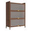 Armoire de 44 po de hauteur avec 3 portes rabattables, finition noyer, pour le bureau, la chambre à coucher, le couloir, l'armoire robuste en métal, la teinte, la grande cuisine, le garage et de grands compartiments
