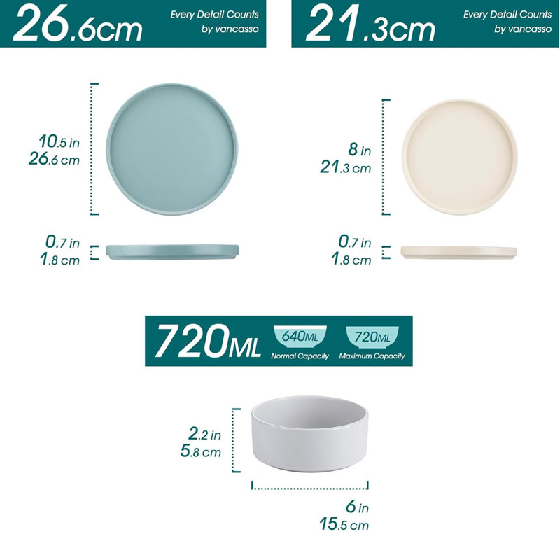 Piece Stoneware Dinnerware Set - Service for 8, Mix Color