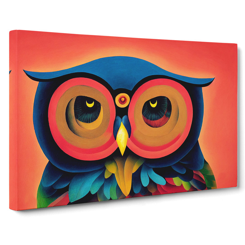 XXX-H1022-WF-6534X Owl Art Retro Vol.3 Abstract - Wrapped Canvas Print, 50cm H x 76cm W x 3cm D