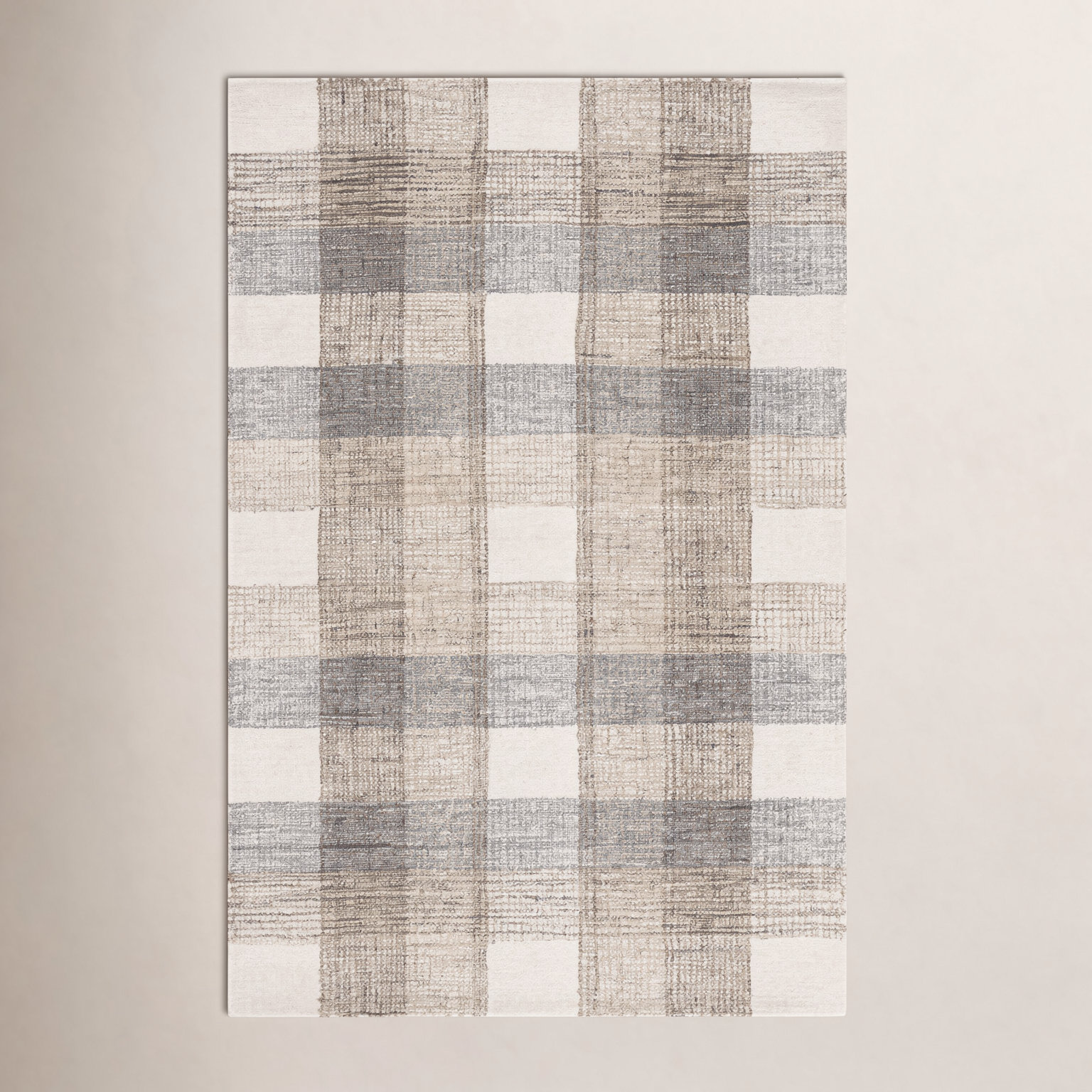 Hand-Tufted Wool Plaid Rug, Rectangle 5' x 8'