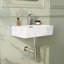 Deervalley Wall Hung Bathroom Basin, White Rectangular Ceramic Washbasin with Overflow&Pop-Up Drain 46cm x 30.5cm