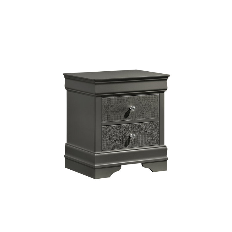 Table de chevet 2 tiroirs Mylhana, Gris