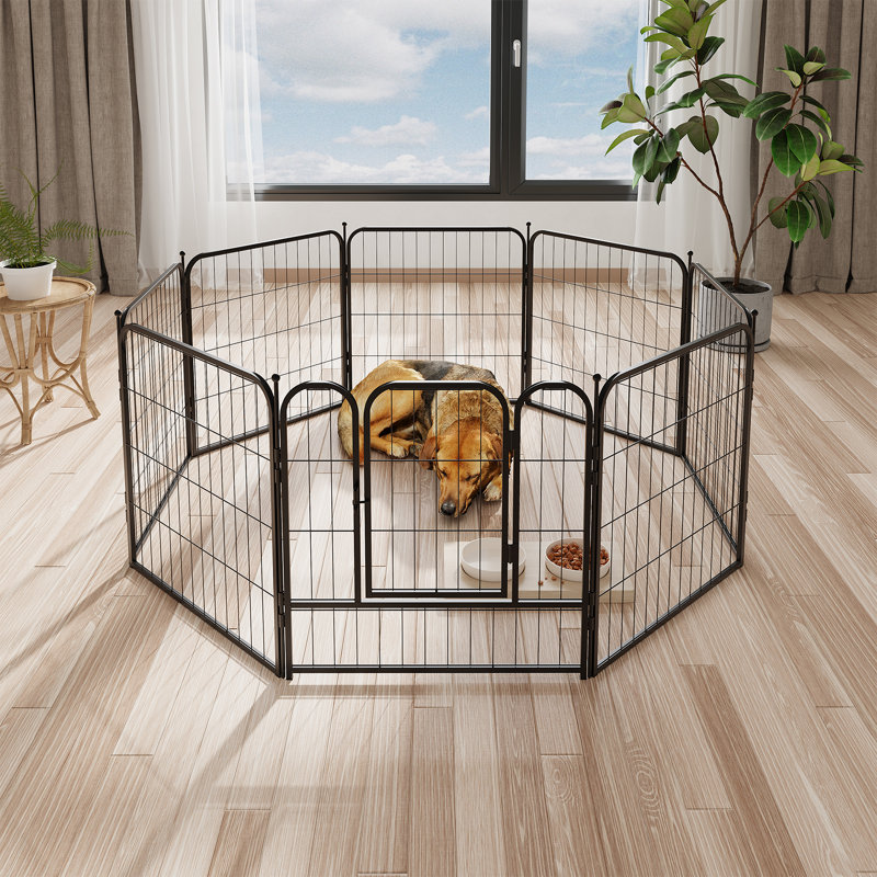 Metal Adjustable Free Standing Pet Gate With Door