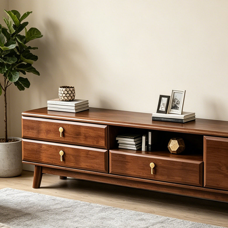 Meuble télé simple et pratique en bois, Nut-Brown