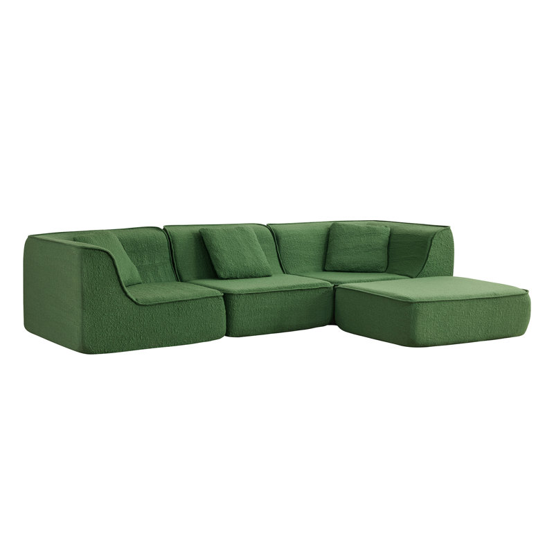 Canapé modulaire à compression à 2 pièces sans assemblage désossé 107,8 po Boneless Athera, Vert mousse
