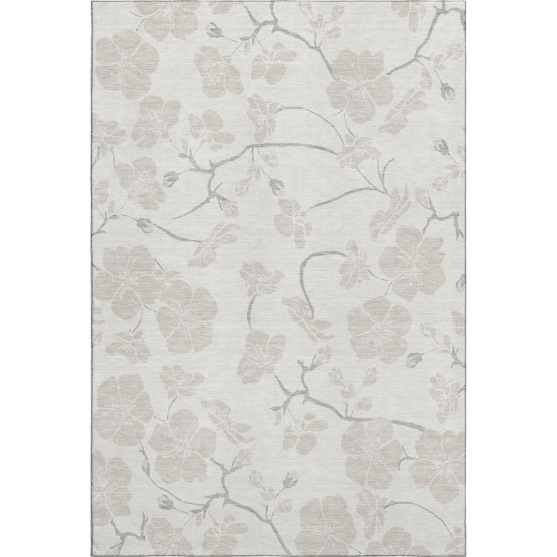 Premium Machine Washable Birchview AMF1032 Floral Rug, Rectangle 3' x 5'