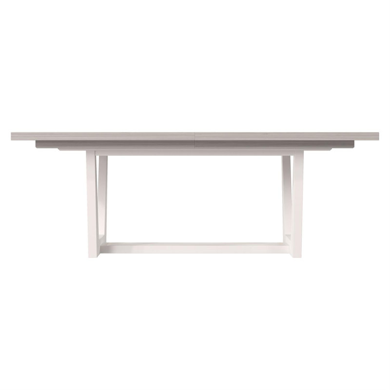 Mist White Extendable Rectangular Dining Table with Faux Stone Base