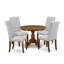 L'ensemble de salle à manger 5 pièces comprend une table de salle à manger ronde avec piédestal et 4 chaises rembourrées en tissu de lin gris, noyer antique-853530673-853530676-853530683