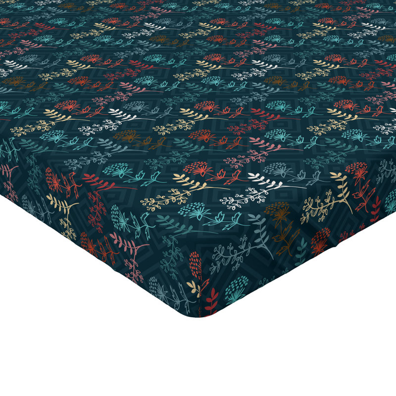 Drap-housse à motif floral Ambesonne, Floral bleu sarcelle foncé, Drap-housse de taille double