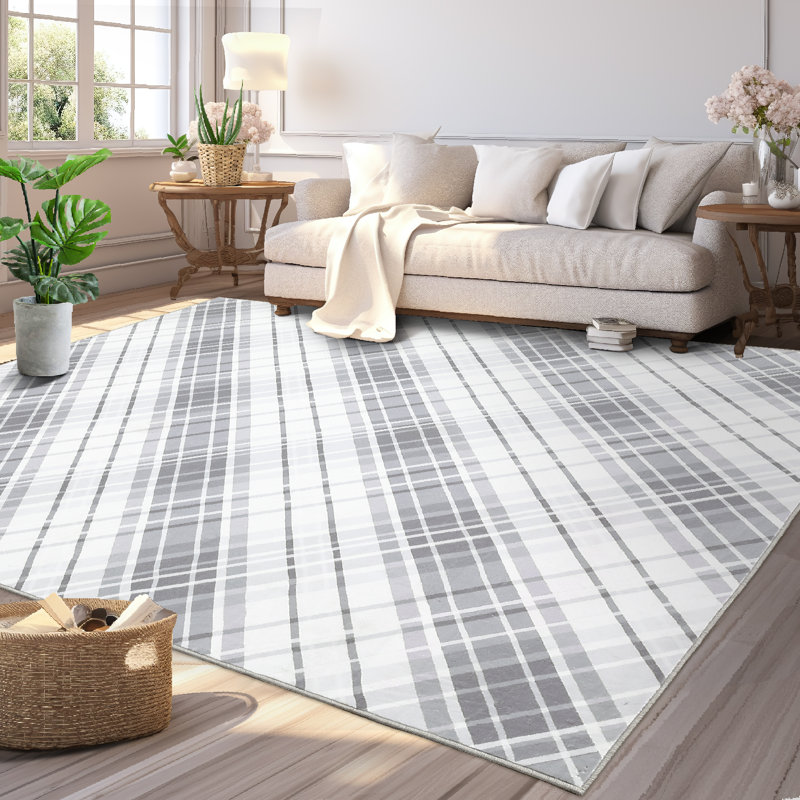 Striped Machine Washable Rugs Geometric Modern Non-Slip Rug for Living Room Bedroom Nursery Dining Table Bedside Decor