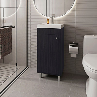 Meuble-lavabo de salle de bain avec porte et tablette de rangement