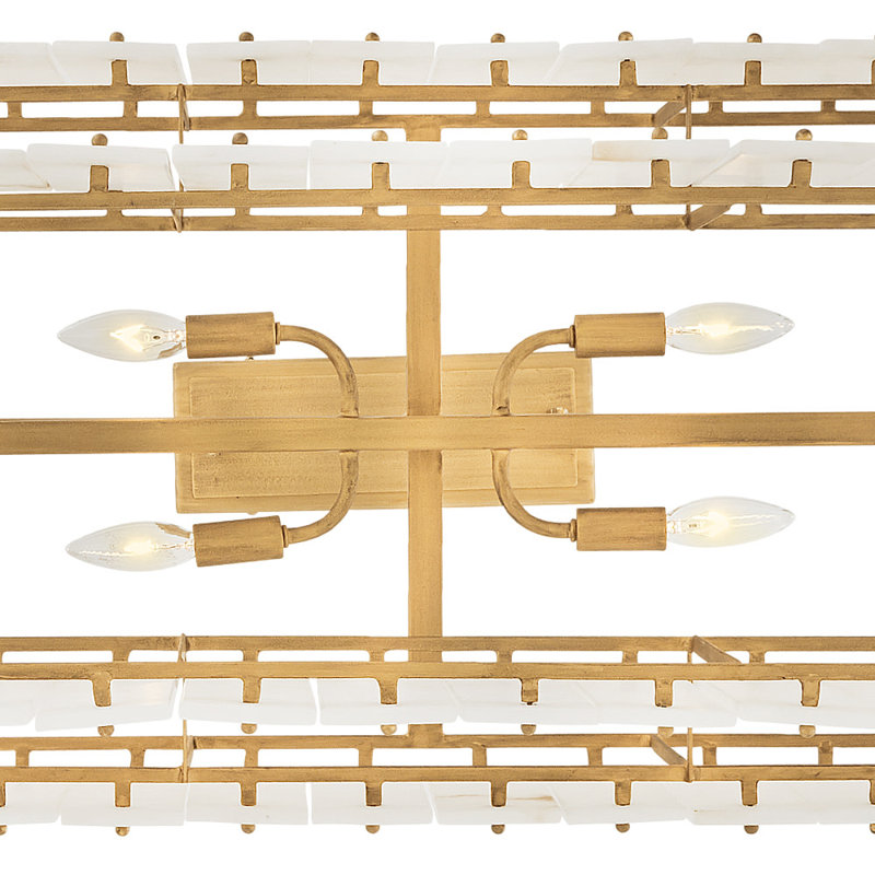 Simone 48" Eight-Light Two-Tier Linear Chandelier w/ Natural Alabaster Panels