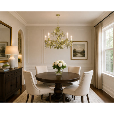 Eclectic 5 Light Antique Green With Crystal Chandelier