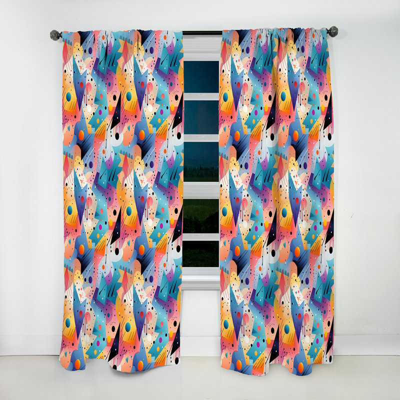 Motif de formes géométriques multicolores et géniales - Rideau abstrait - Velours obscurcissant - 1 panneau