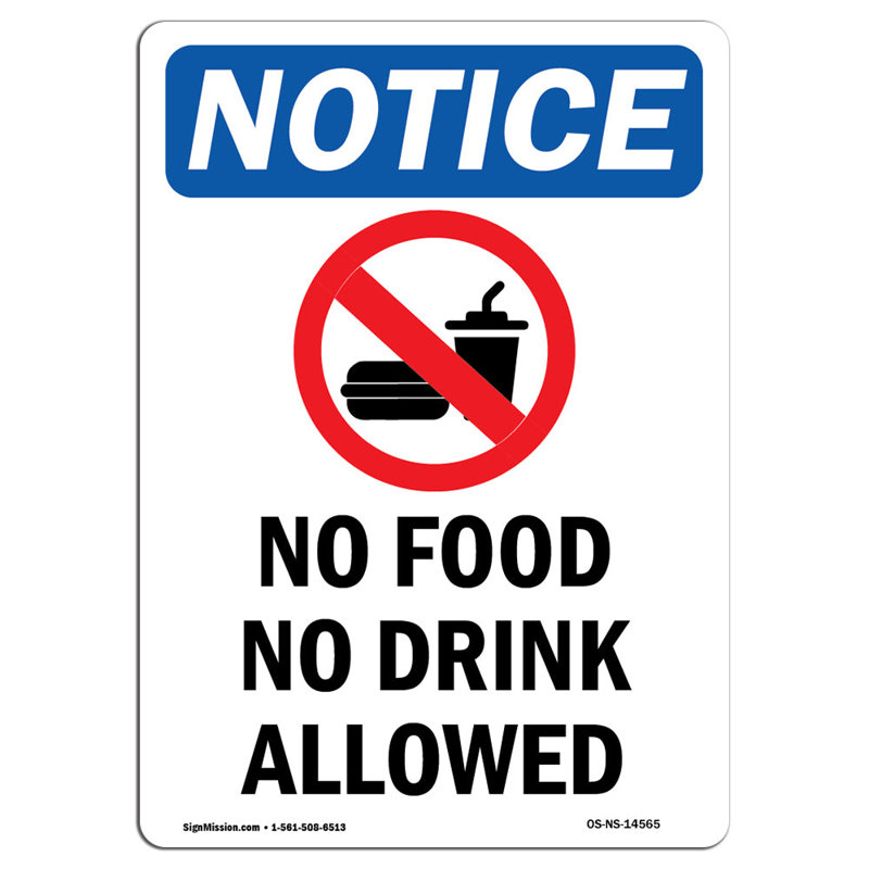 Signe «No Food No Drink permis»
