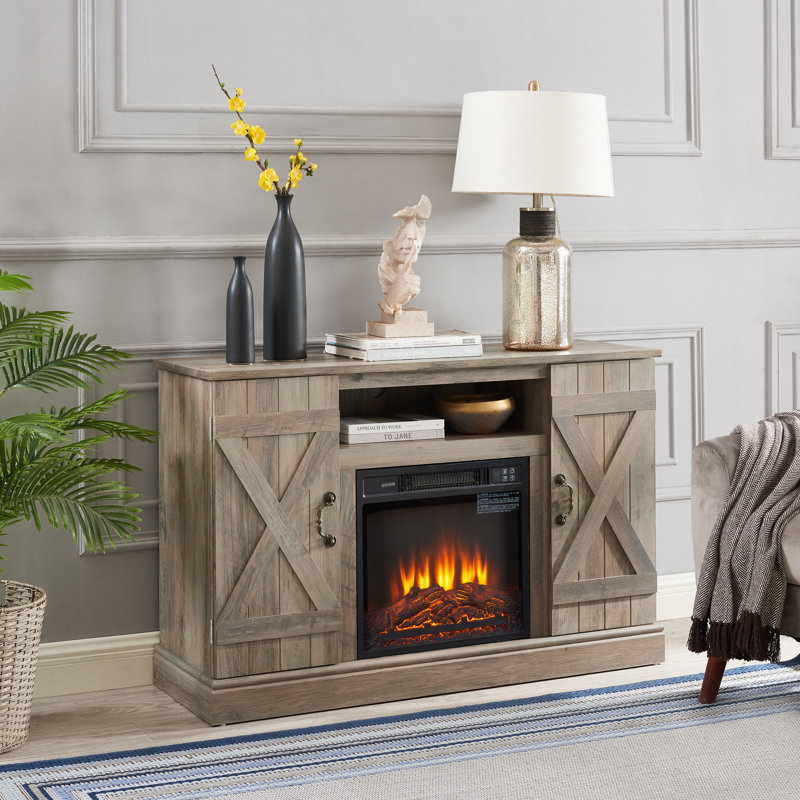 Meuble télé avec console de divertissement antique American Retro Farmhouse Classic, Gris délavé, Oui