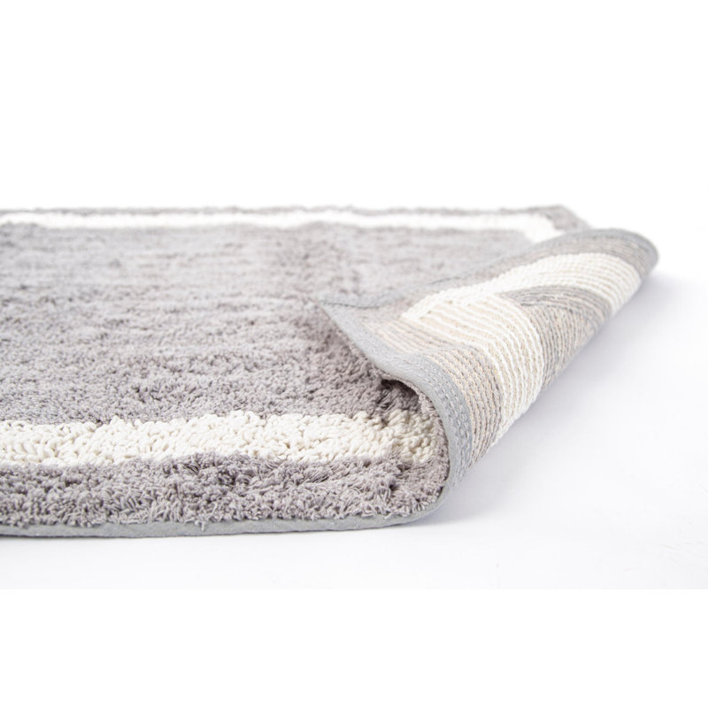 Ensemble de 2 tapis de bain Hazem, Gris / blanc