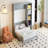 Full Size Murphy Bed with Desk and Bookshelf, Gray