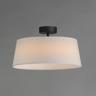 Melva Single Light Linen LED Semi Flush Mount