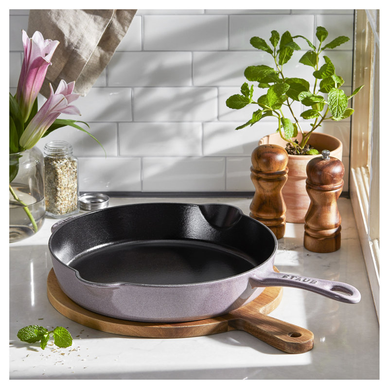 Pans Cast Iron Traditional Deep Frypan, Lilac, 11"