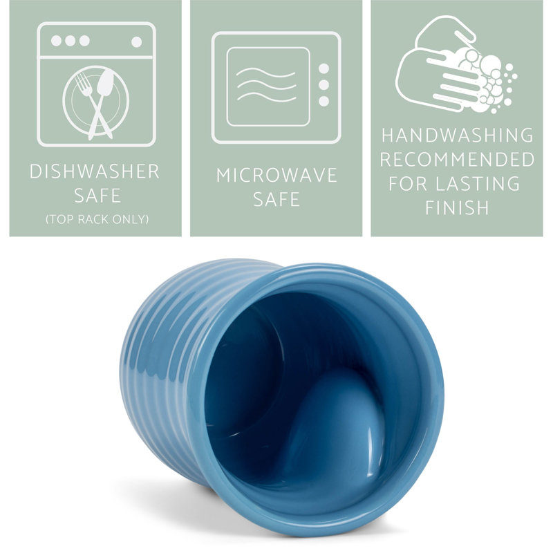 Tasse chauffe-mains côtelé bleu 14 oz, Bleu