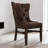 Roseland Upholstered Chair with Tufted Back, Nailheads - Brown Microfiber