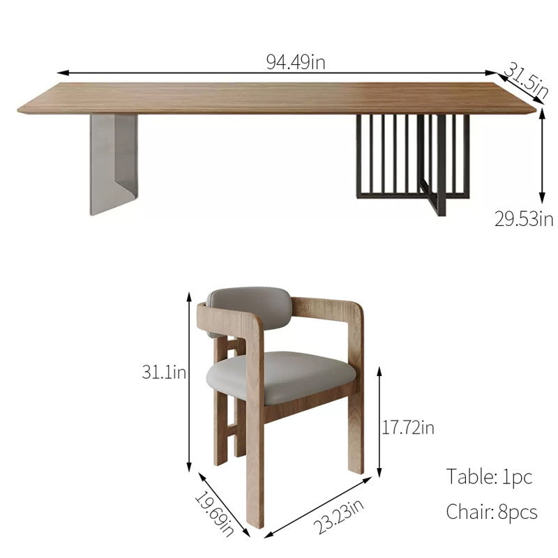 Ensemble de salle à manger rectangulaire l 31,5 po, H 29,53 po x L 94,49 po x l 31,5 po