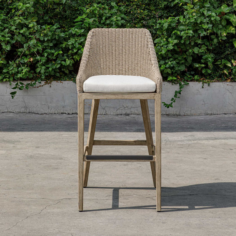 Amey Outdoor Wicker Bar Stool, 32.25"