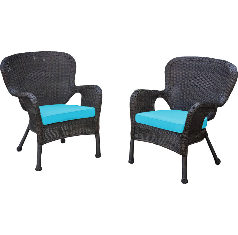 Batchelder Wicker Outdoor Lounge Chair, Sky Blue, Espresso