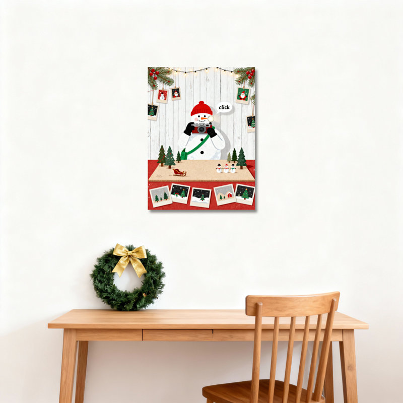 «Snowman Scene», art mural sur toile, H 18 po x l 12 po