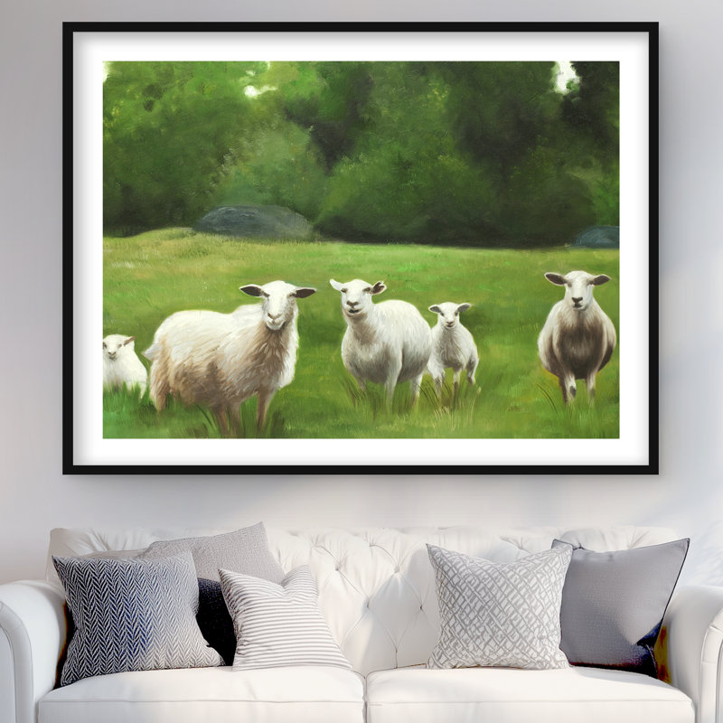 «Fields of Sheep - Rustic Animals», reproduction encadrée