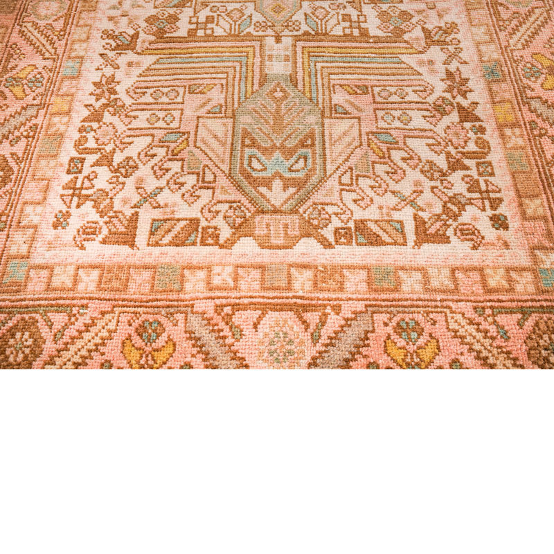 Rétro, fait à la main, 3 x 14, brun et beige, Caucase anatolien, patiné traditionnel, zone