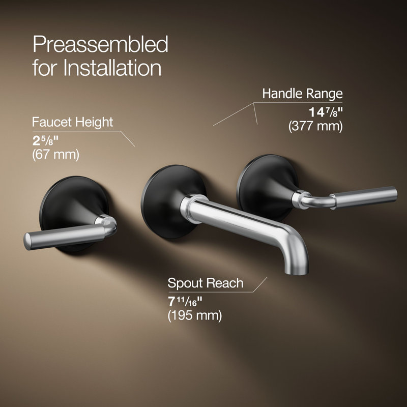 Tone Wall-Mount Bathroom Sink Faucet Trim, Polished Chrome/Matte Black