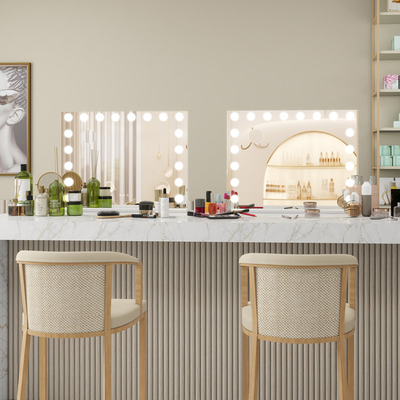 Benvida Frameless Lighted Wall Mounted Mirror, 32” x 23.6", White