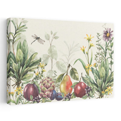 «Illustrated Garden I Abstract Dragonfly Fruit Nature», reproduction d'art