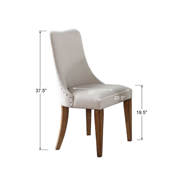 19.5'' H Linen Upholstered Side Chair, Oatmeal, Light Brown