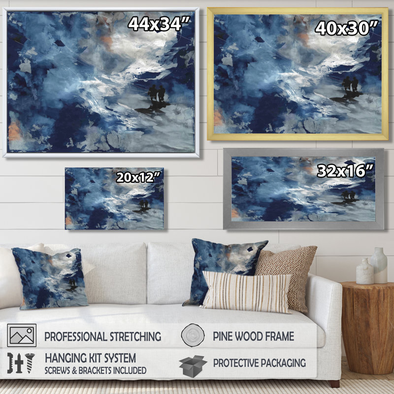 «Blue White Sturdy Guardians Accents With Grey», reproduction d'art sur toile abstraite, H 12 po x l 20 po, Argent argent