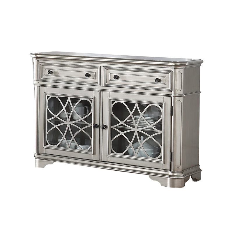 Meuble de salle à manger de style traditionnel 1 pièce, Argent argent