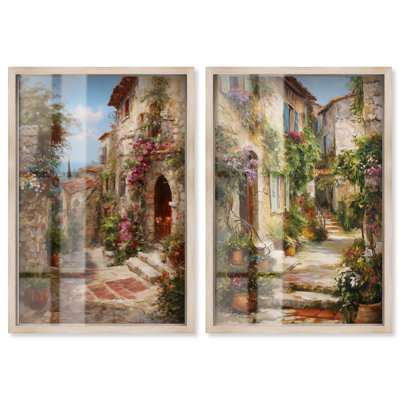 Reproduction de paysage méditerranéen avec boîte à ombre par Art Remedy