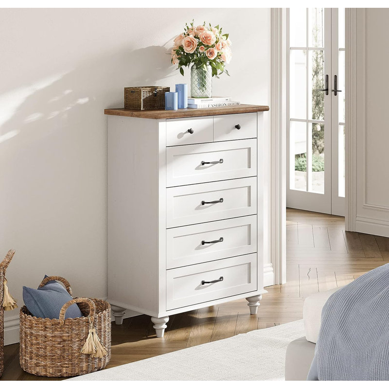 Commode 5 tiroirs Alance, Blanc cassé