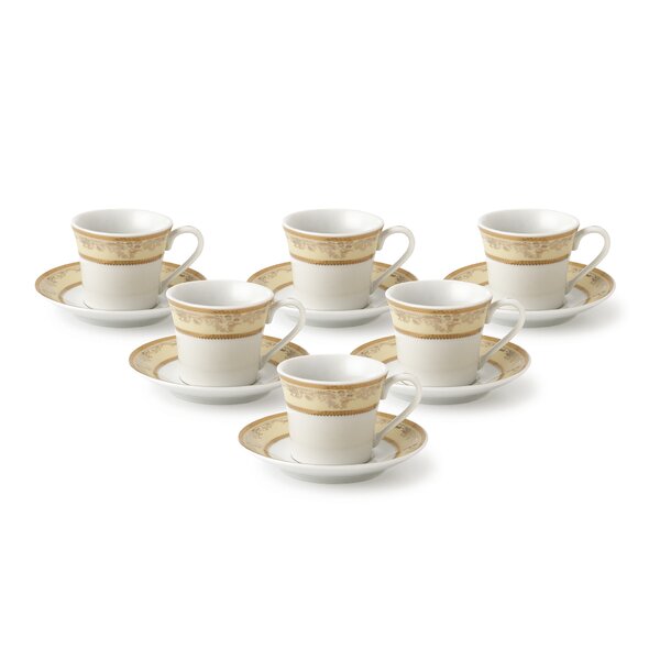 4oz. Espresso Cups Set of 4 With Matching Saucers - Premium White